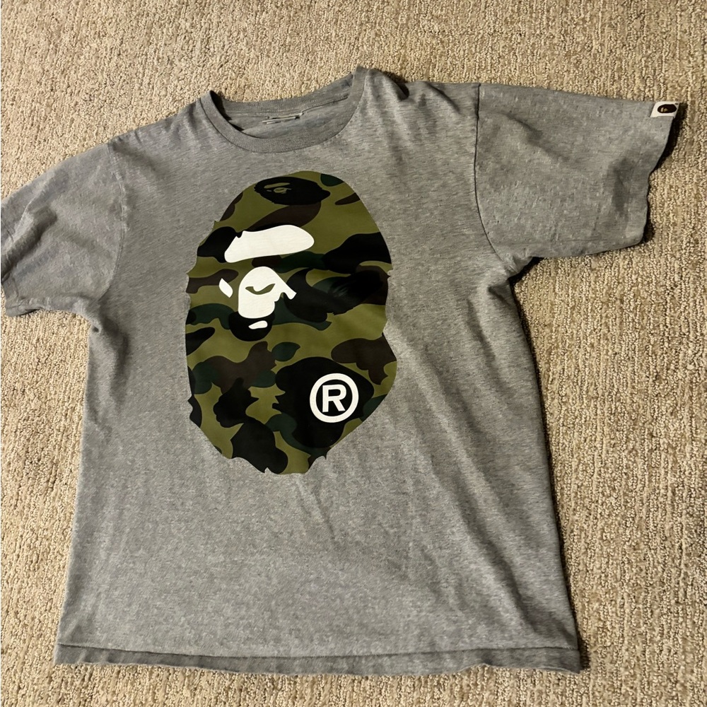 Gray Camouflage Bape shirt for sale worn only once good Deal